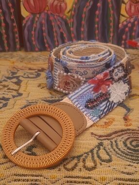 Handcrafted Multicolor Embroidered Women's Belt Artist Made By Hand